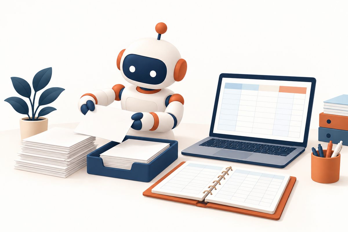 書類の整理をAIが手伝うイメージ